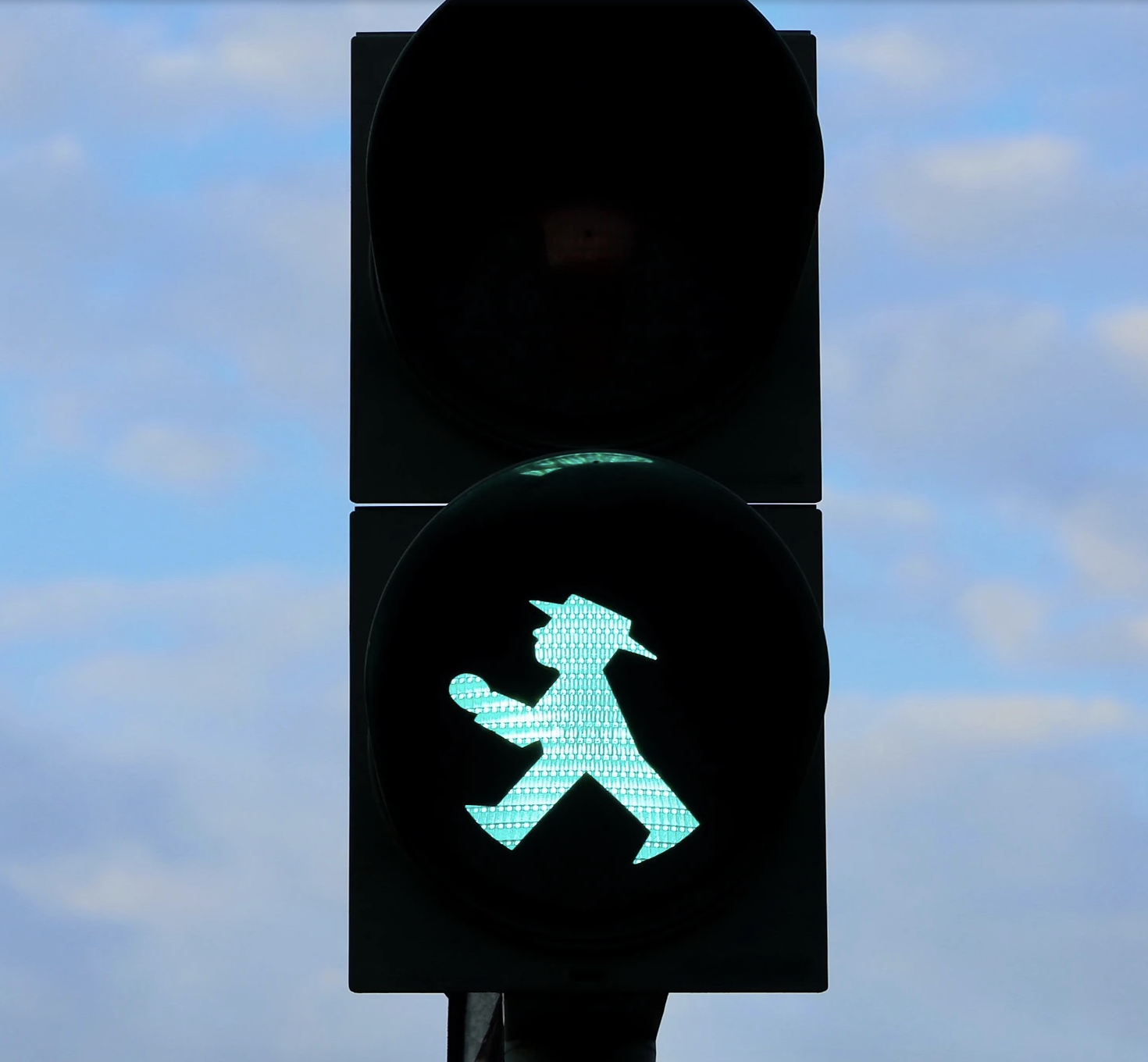 Walk sign on traffic light